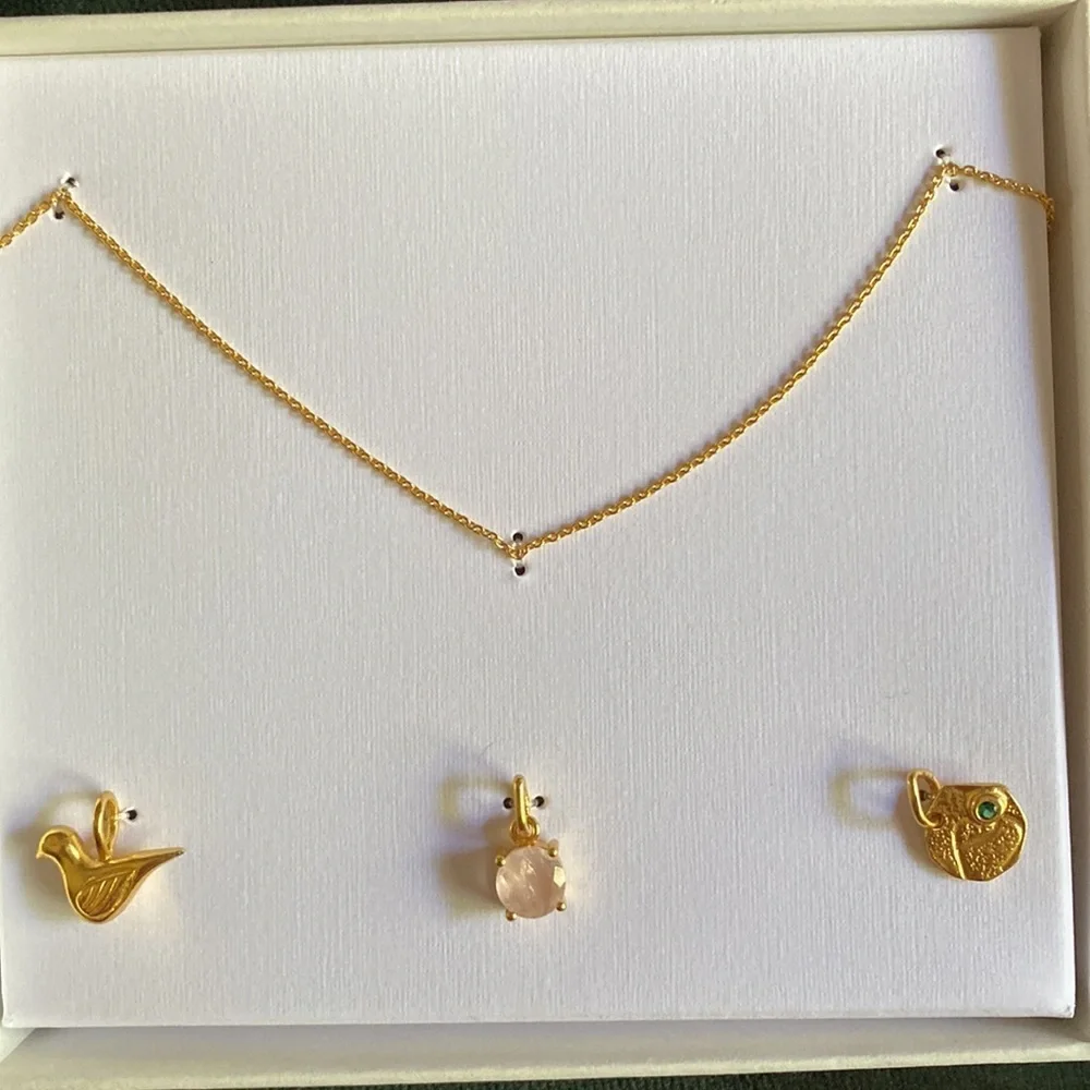 NWT. Zara Kids Sterling Silver and 24 kt Gold Plated Chain with details.